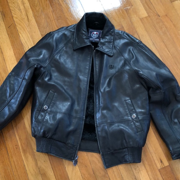 Phat farm leather bomber jacket sz large